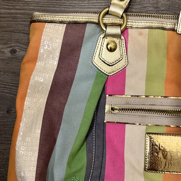 Vintage Coach Poppy Heritage Legacy Stripe Tote/Satchel Bag - Picture 7 of 16